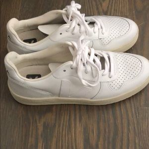 VEJA white sneakers, worn ONE time. Run big
